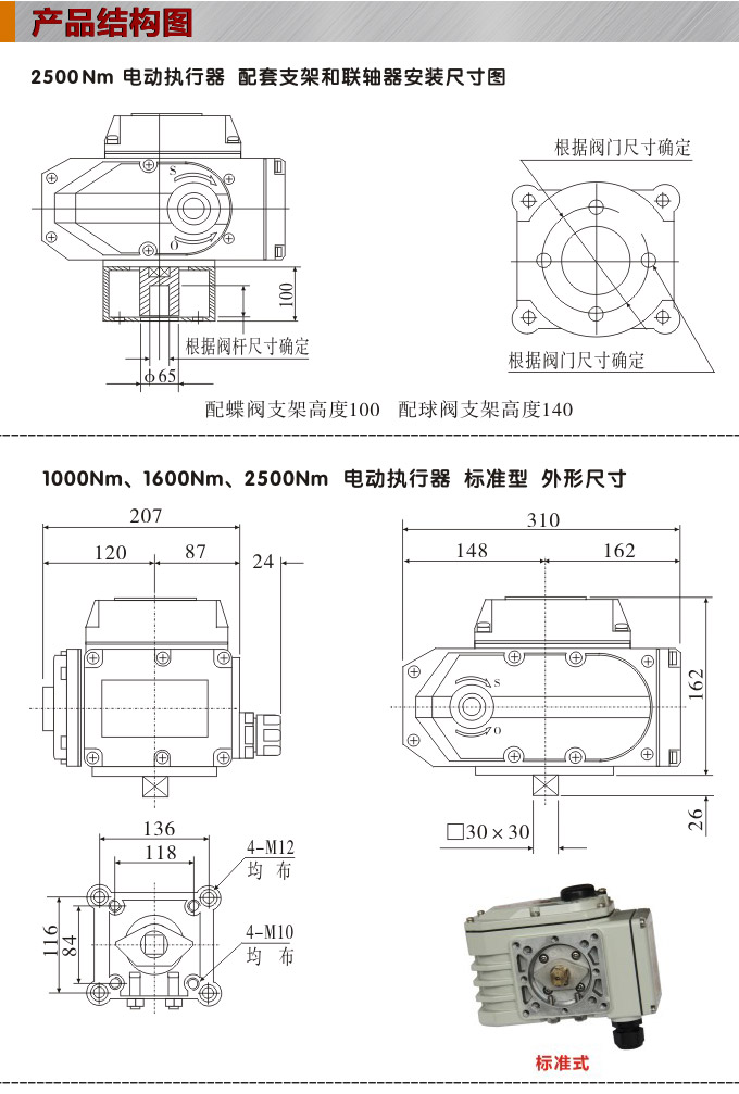 電動執(zhí)行機構,YTDG-RKB2500電動執(zhí)行器,電動頭結構圖,標準式