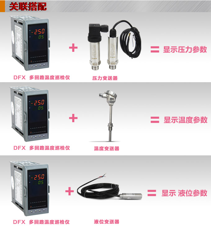 溫度巡檢儀，DFX20多回路溫度巡檢儀，多回路巡檢控制儀關(guān)聯(lián)搭配