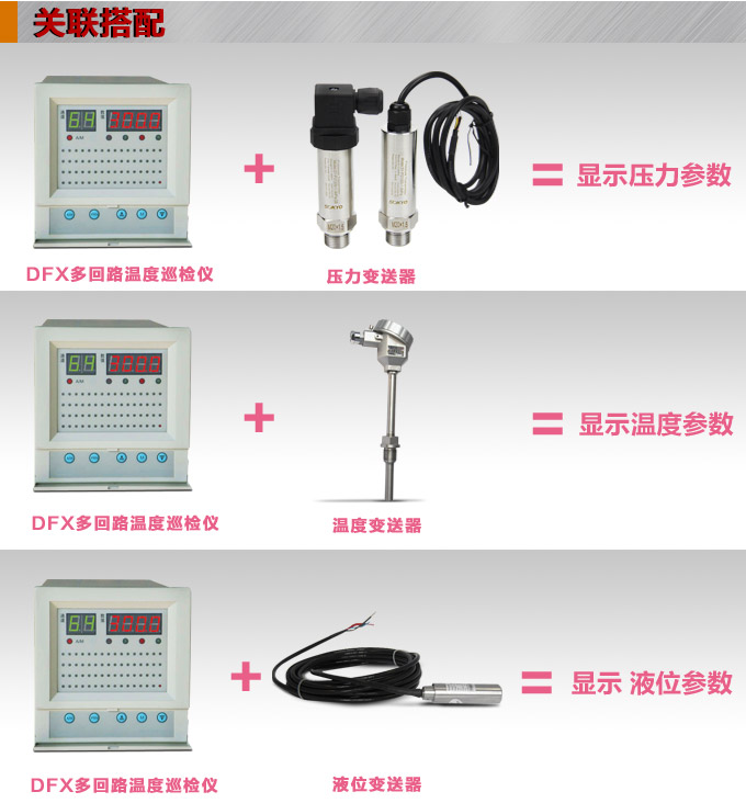 溫度巡檢儀，DFX14多回路溫度巡檢儀，多回路巡檢控制儀關(guān)聯(lián)搭配