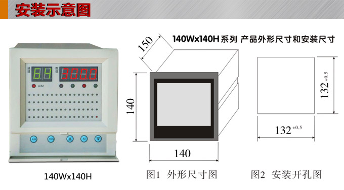 溫度巡檢儀，DFX14多回路溫度巡檢儀，多回路巡檢控制儀安裝示意圖