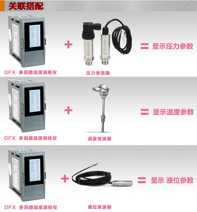 智能溫度巡檢儀，DFX20液晶溫度巡檢儀，多回路巡檢控制儀關(guān)聯(lián)搭配