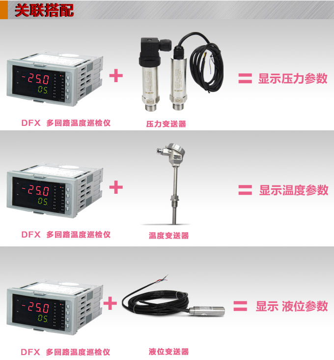 溫度巡檢儀，DFX9多回路溫度巡檢儀，多回路巡檢控制儀關(guān)聯(lián)搭配